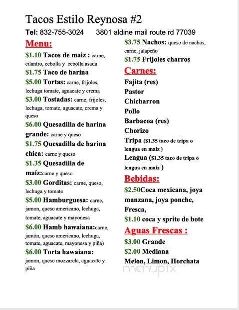 Tacos Estilo Reynosa - Houston, TX menu_pic