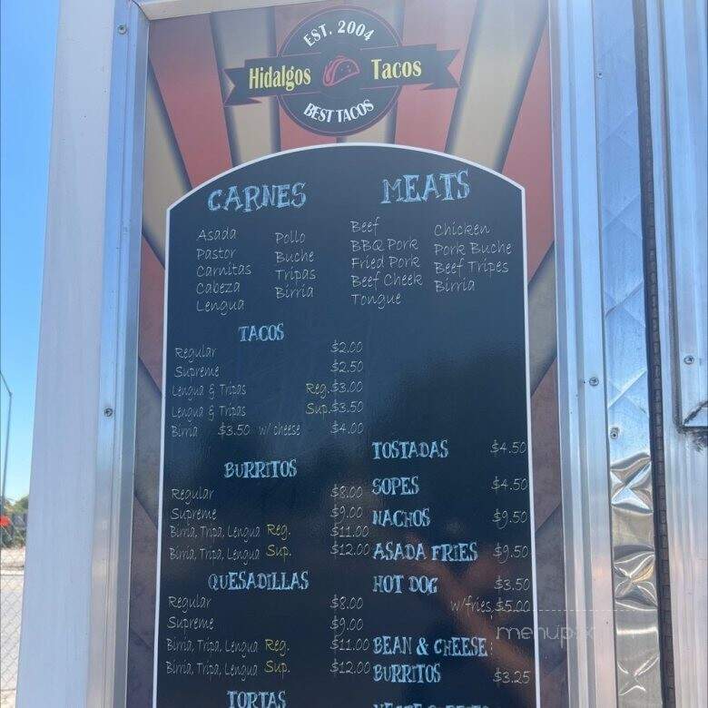 Tacos Hidalgo Taco Truck - Merced, CA menu_pic