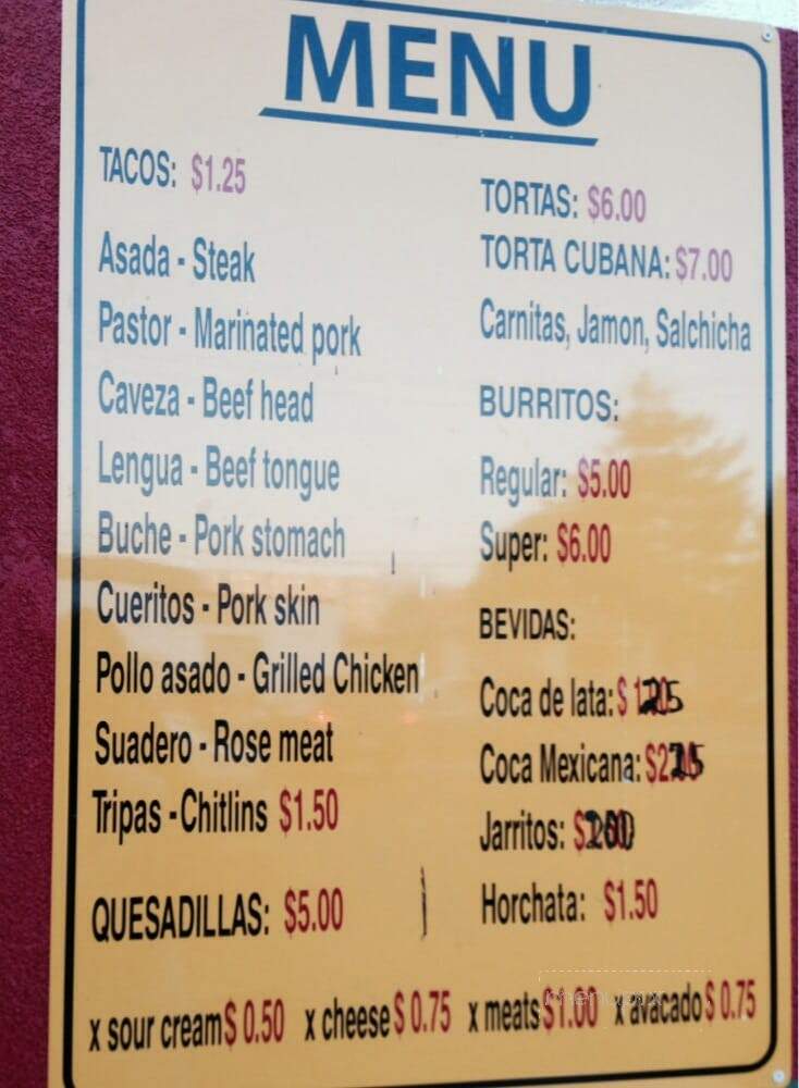 Tacos La Raza - Richmond, CA menu_pic