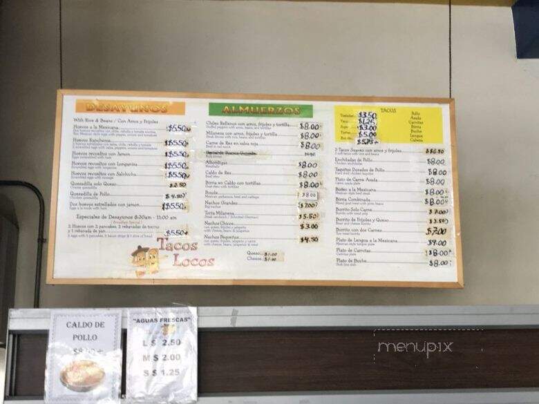 Tacos Locos - Los Angeles, CA menu_pic