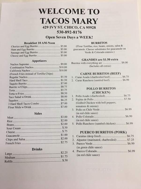 Tacos De Acapulco - Chico, CA menu_pic