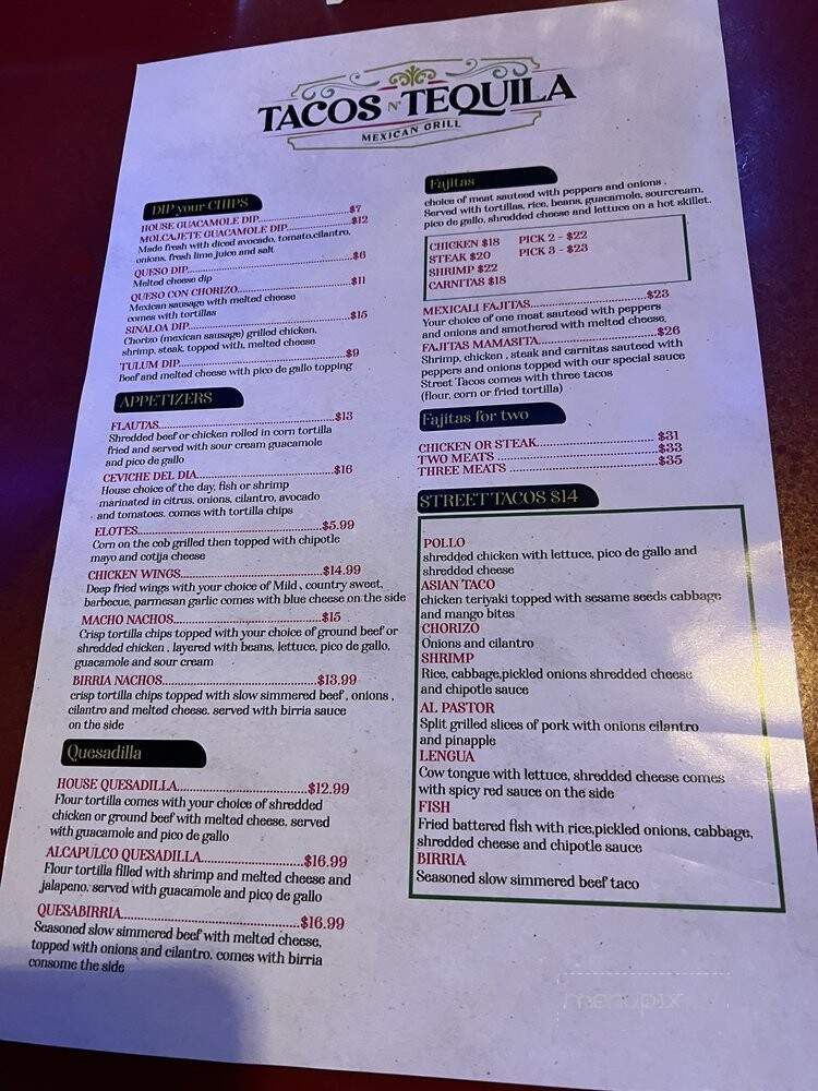Tacos N Tequila - Rochester, NY menu_pic