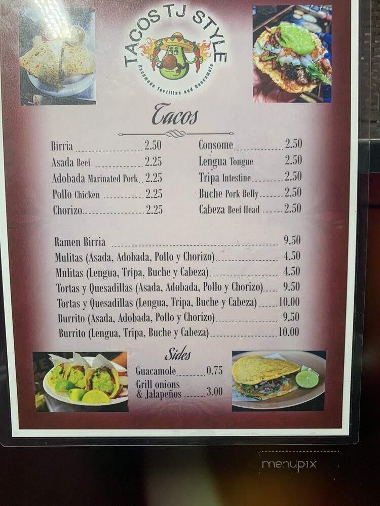 Tacos TJ Style - Costa Mesa, CA menu_pic