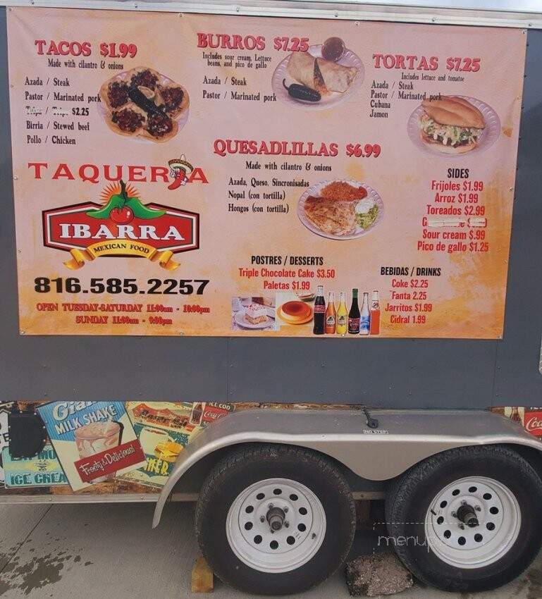 Tacqueria Ibarra - Riverside, MO menu_pic