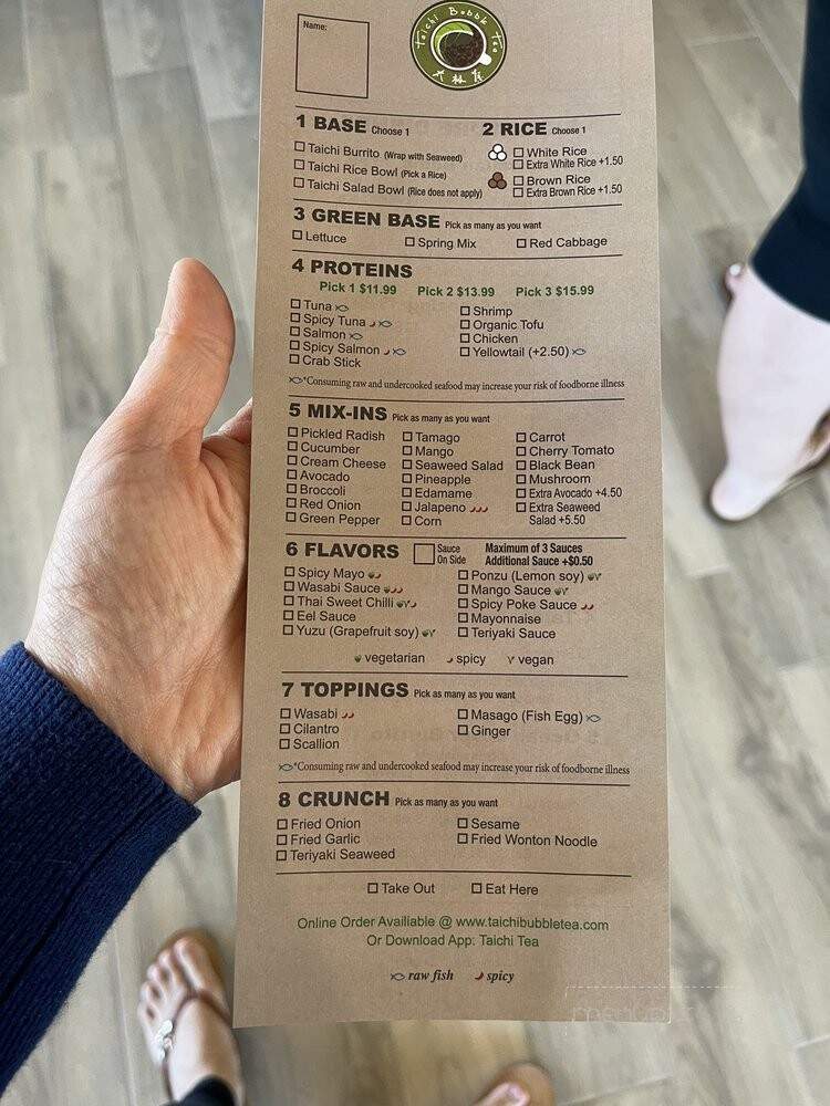 Tai Chi Bubble Tea - Severna Park, MD menu_pic