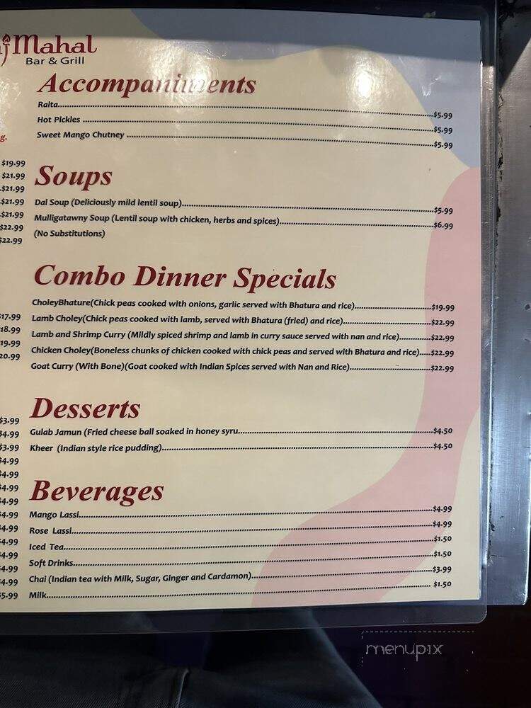 Taj Mahal Bar & Grill - Covington, KY menu_pic