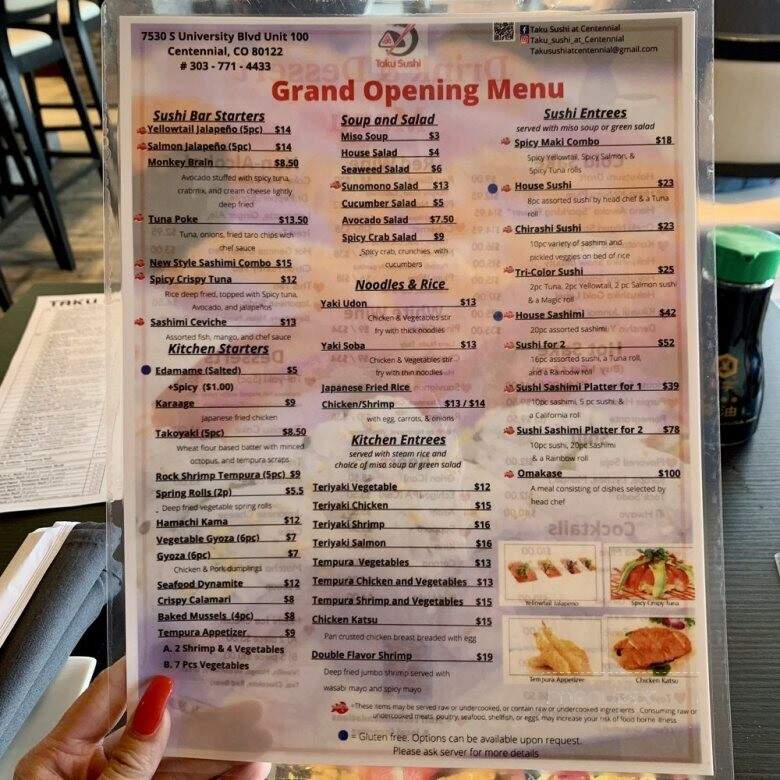 Taku Sushi - Centennial, CO menu_pic