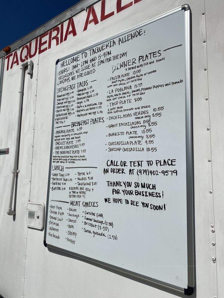 Taqueria Allende - College Station, TX menu_pic