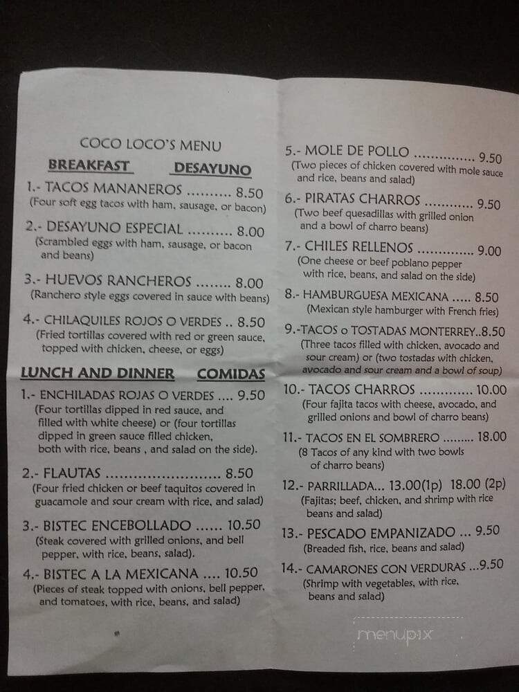 Taqueria Coco Loco - Chalmette, LA menu_pic