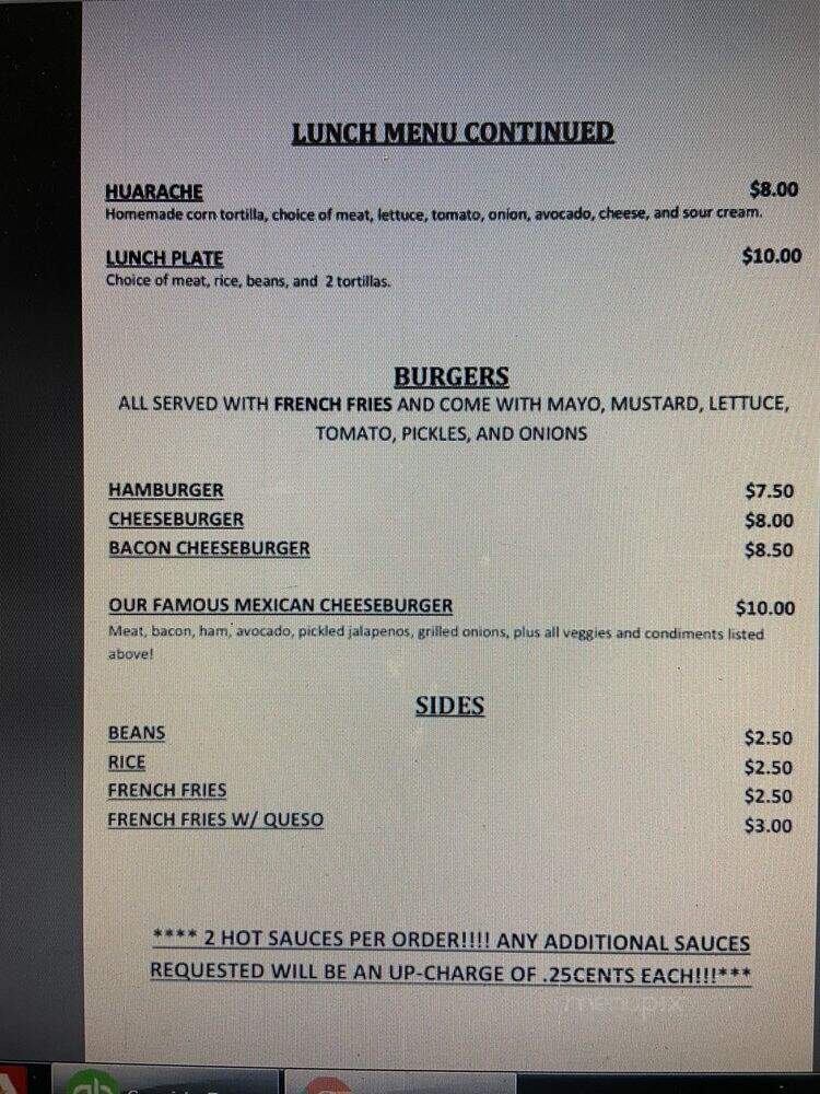 Taqueria El Antojito - Bolivar Peninsula, TX menu_pic