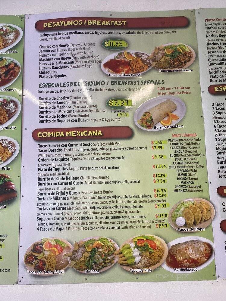 El Atacor - Whittier, CA menu_pic