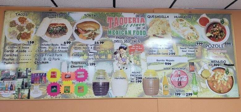 Taqueria El Flaco - Riverside, CA menu_pic