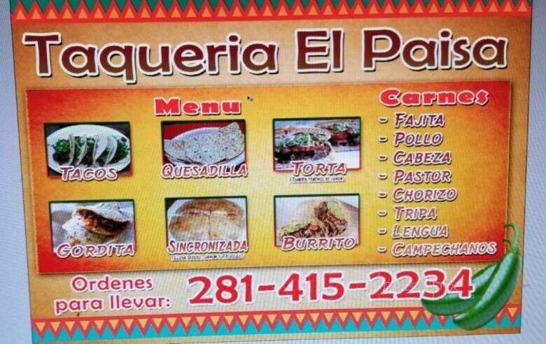Taqueria El Paisa - Houston, TX menu_pic