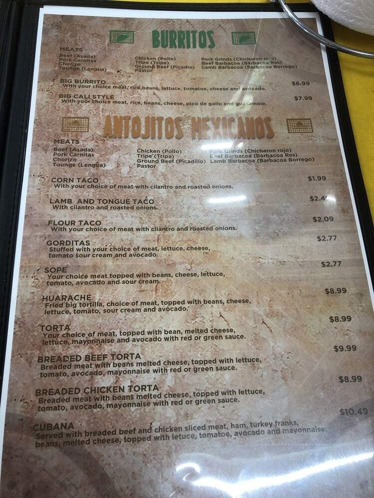 Taqueria El Toro - Forest Hill, TX menu_pic