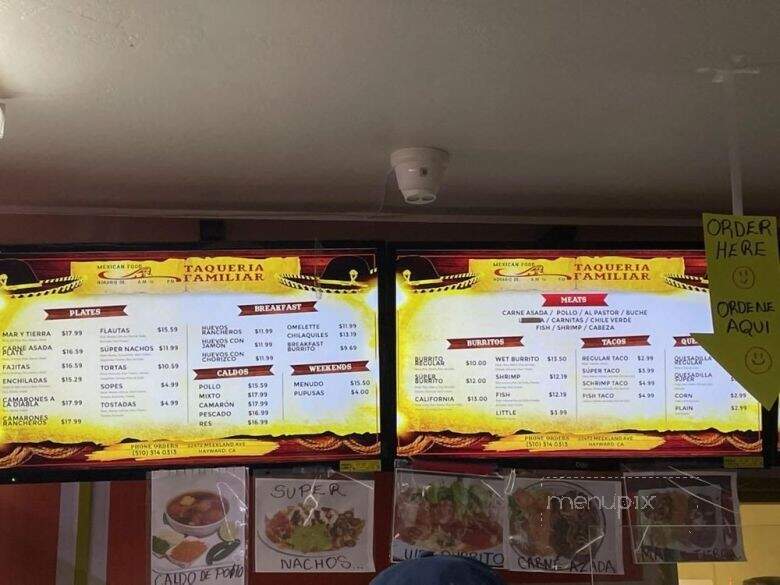 Taqueria Familiar - Hayward, CA menu_pic