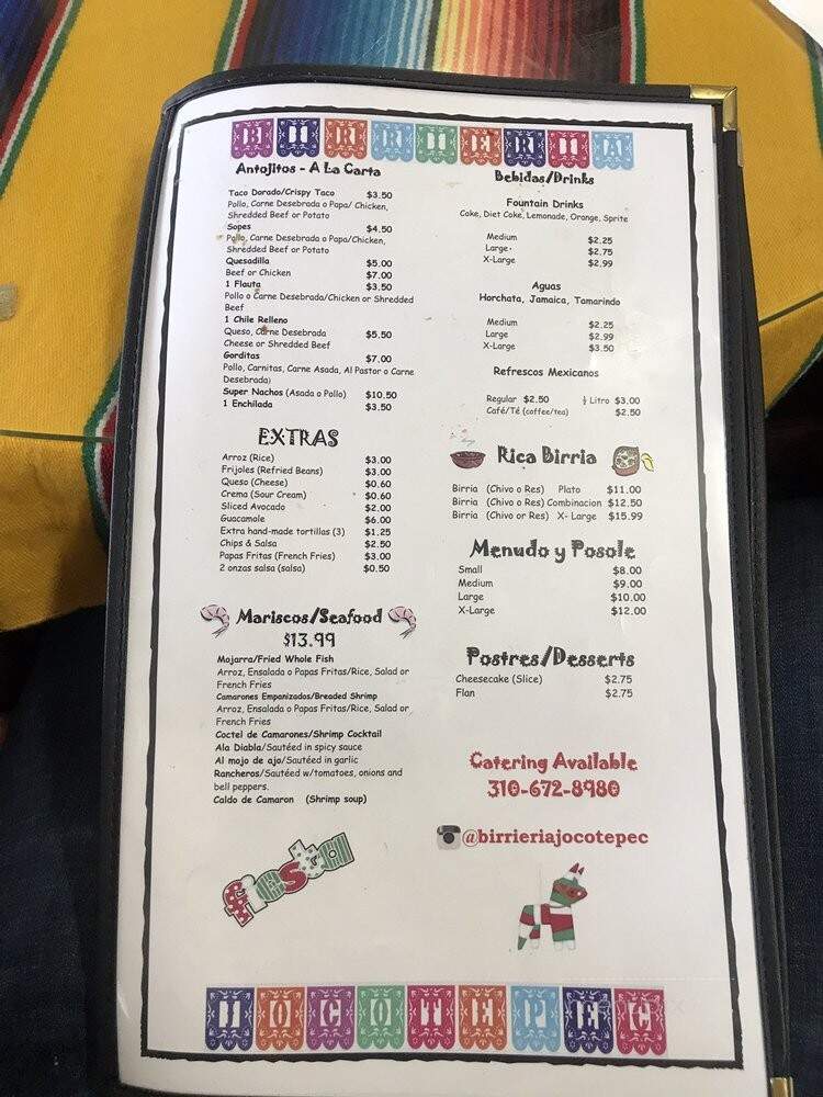 Taqueria Jocotepec - Inglewood, CA menu_pic