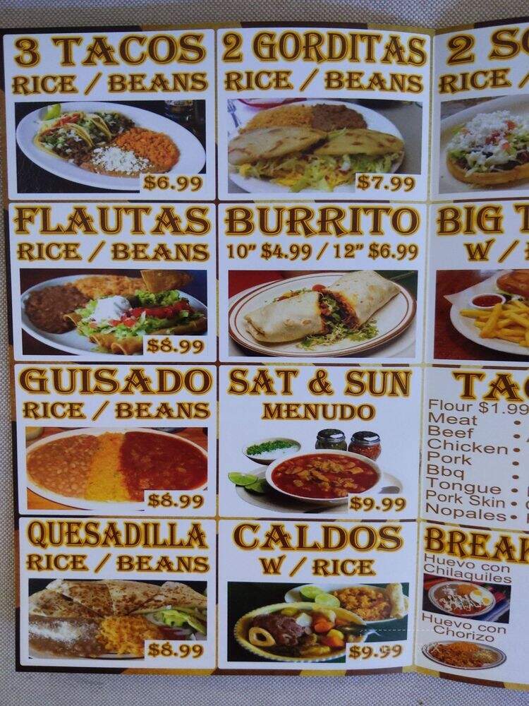 Taqueria La Chiquita - Rowlett, TX menu_pic
