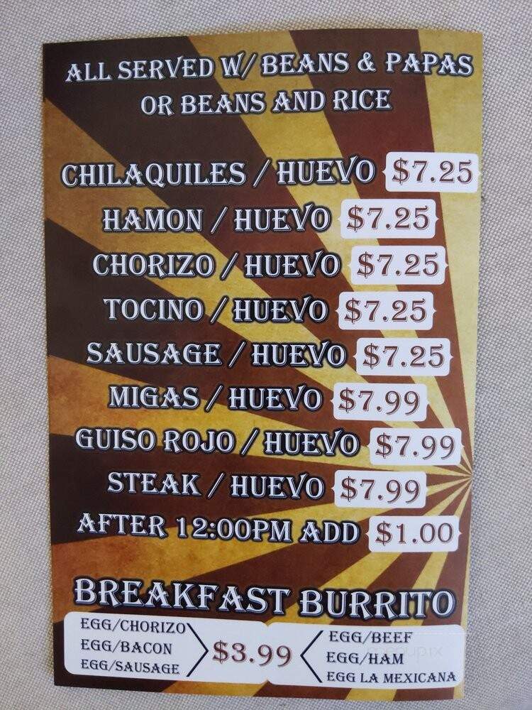 Taqueria La Chiquita - Rowlett, TX menu_pic