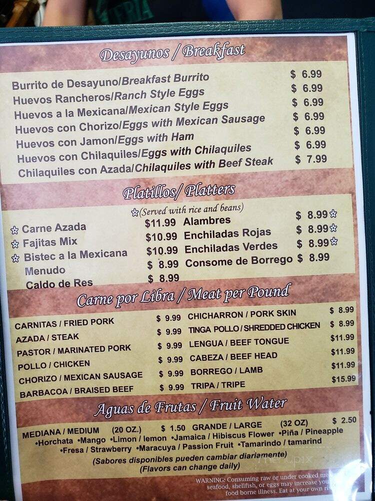 Taqueria Las Delicias - Goldsboro, NC menu_pic