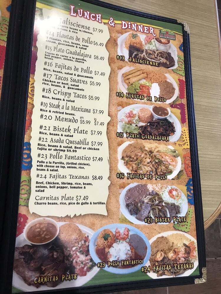 Taqueria La Tapatia - San Antonio, TX menu_pic