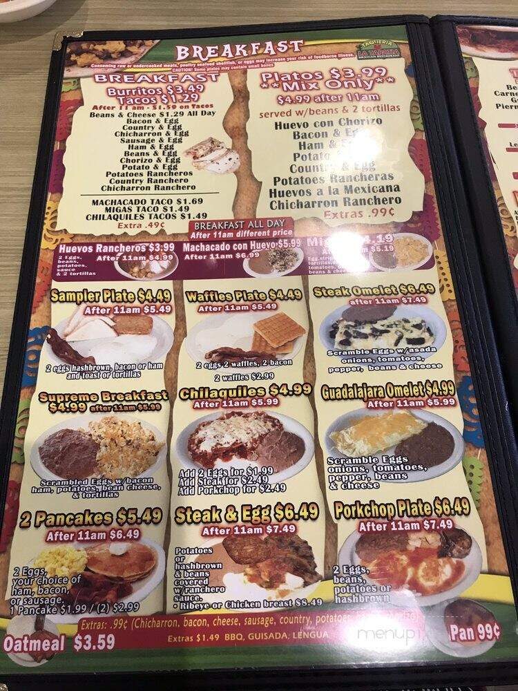 Taqueria La Tapatia - San Antonio, TX menu_pic