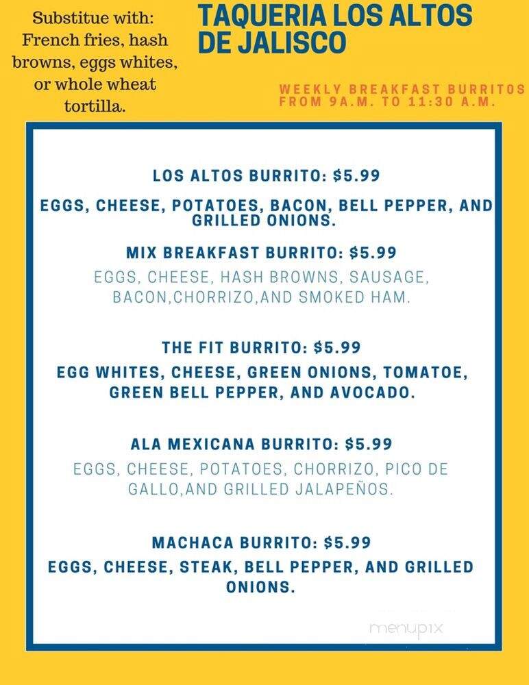 Los Altos de Jalisco Taqueria - Santa Rosa, CA menu_pic