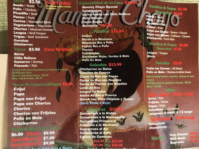 Taqueria Mammy Chayo - Blue Island, IL menu_pic
