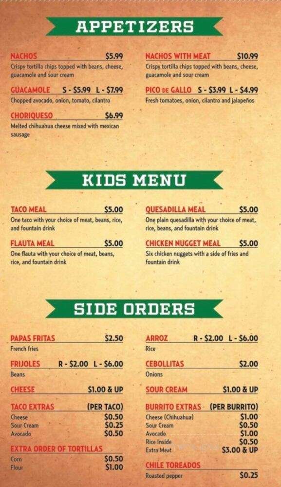 Taqueria Chapala - Lake Station, IN menu_pic