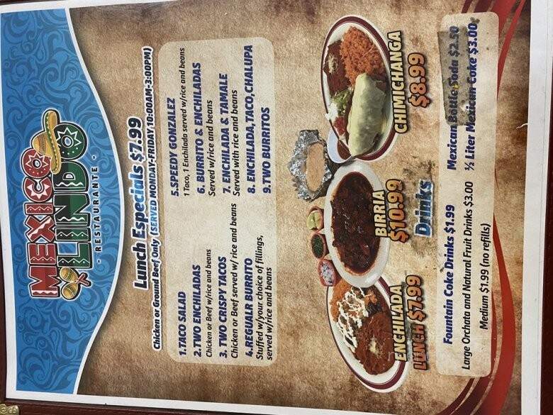 Taqueria Mexico Lindo - Northmoor, MO menu_pic