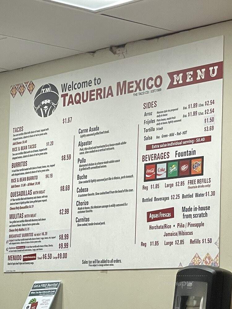 Taqueria Mexico - Orange, CA menu_pic