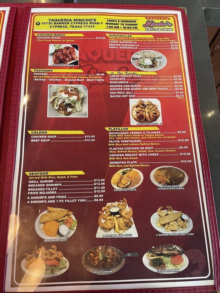 Taqueria Mincho's - Cypress, TX menu_pic
