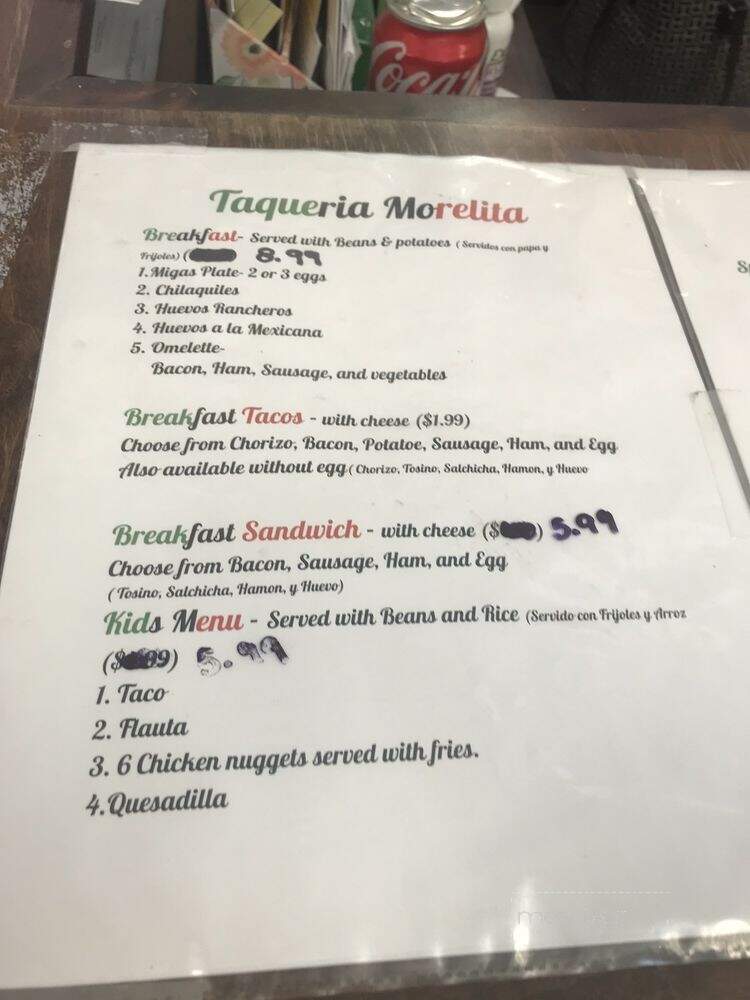 Taqueria Morelita - Denton, TX menu_pic
