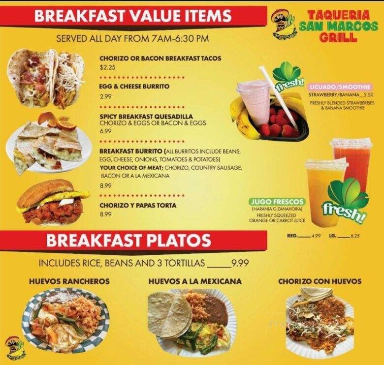 Taqueria San Jose - Van Nuys, CA menu_pic