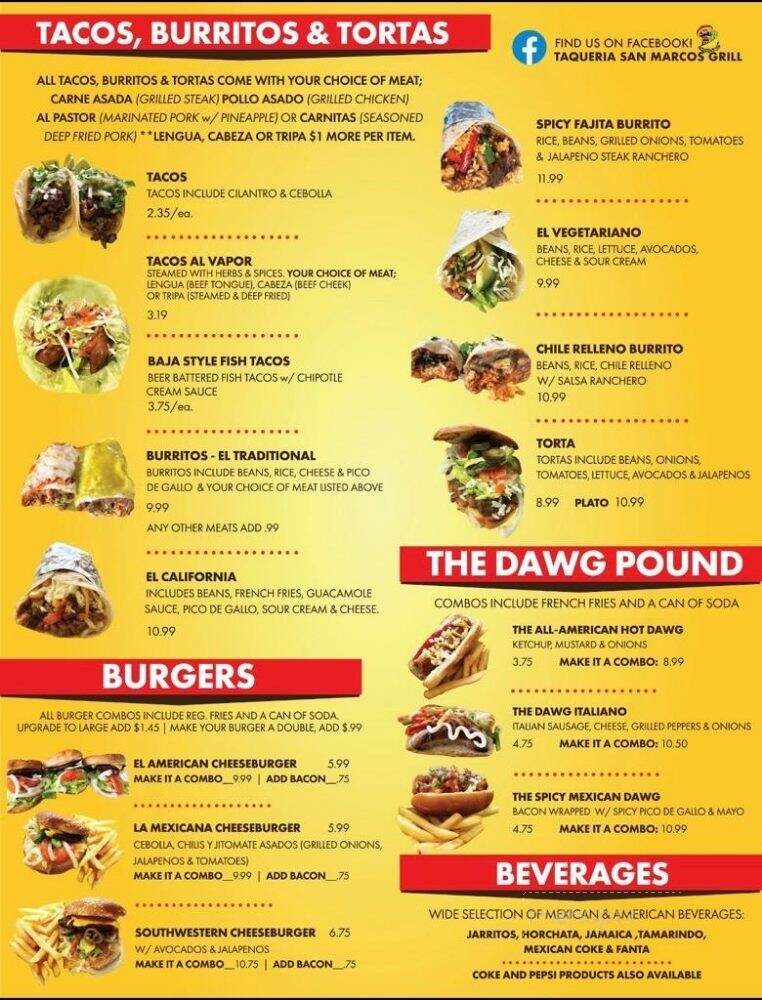 Taqueria San Jose - Van Nuys, CA menu_pic