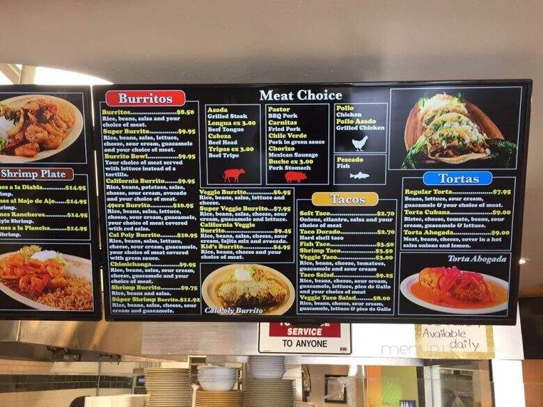 Taqueria Santa Cruz Express - San Luis Obispo, CA menu_pic