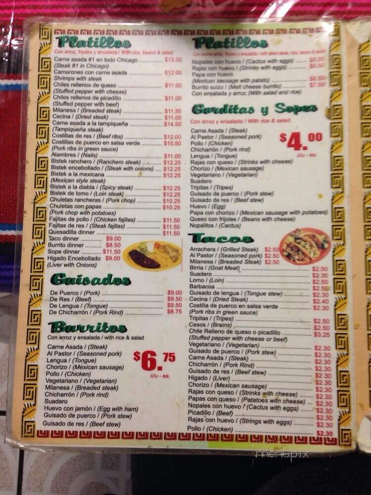 Taqueria Taco Bueno Two - Chicago, IL menu_pic