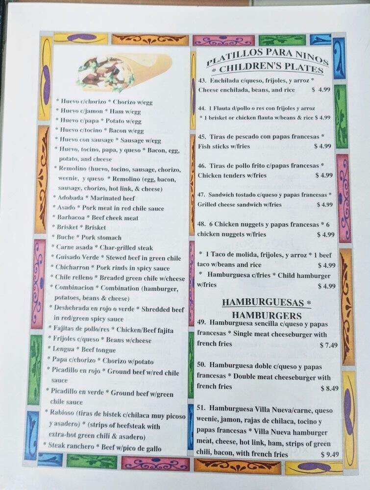 Taqueria Villa Nueva - Hobbs, NM menu_pic