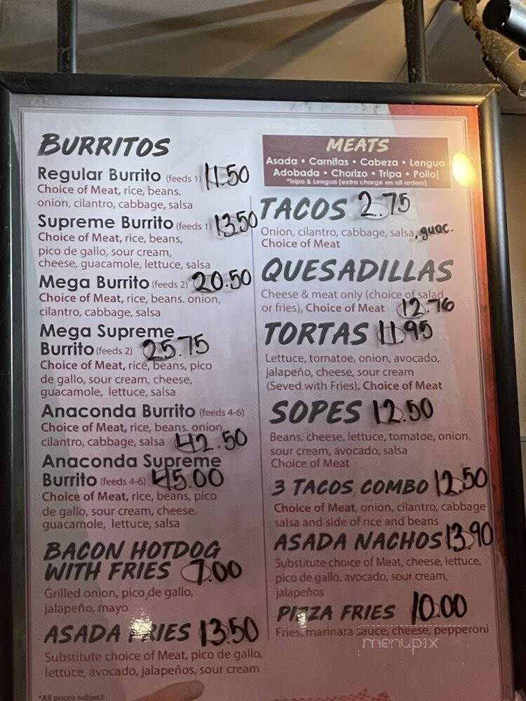 Taqueria Yarelis - Fresno, CA menu_pic