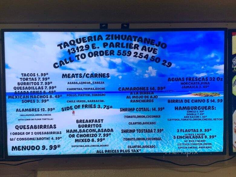 Taqueria Zihuatanejo - Parlier, CA menu_pic