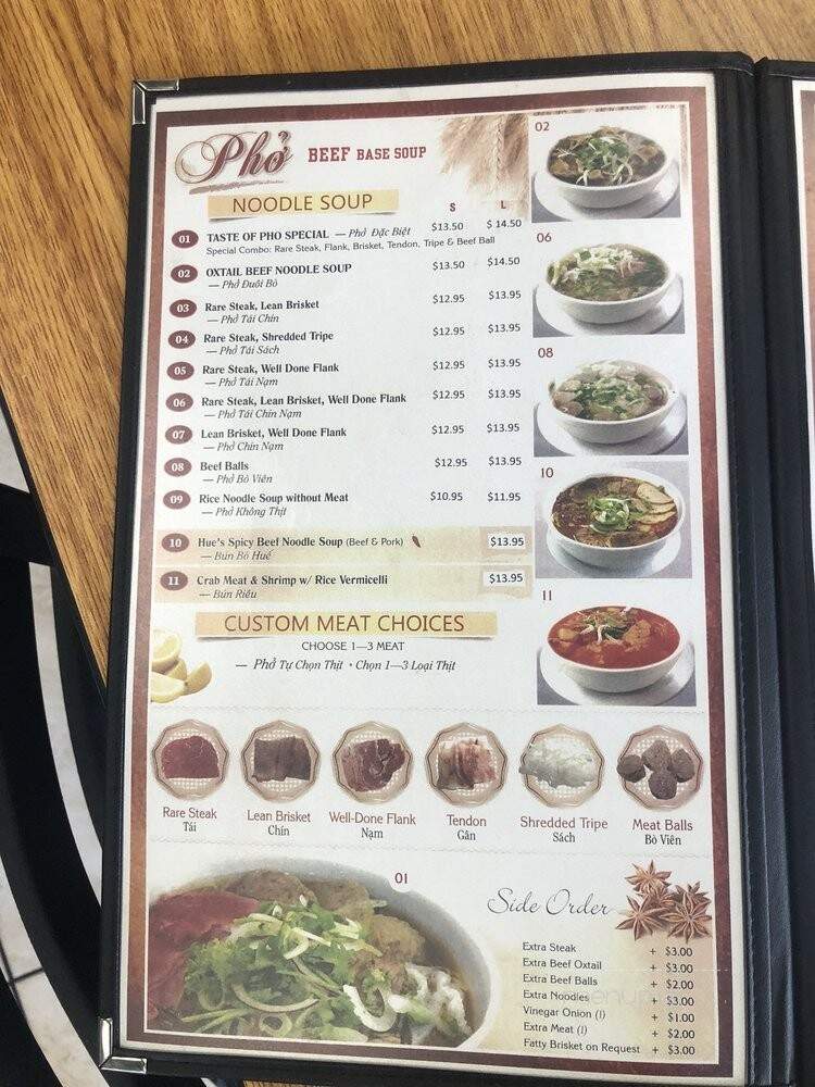 Taste of Pho - Santa Clara, CA menu_pic
