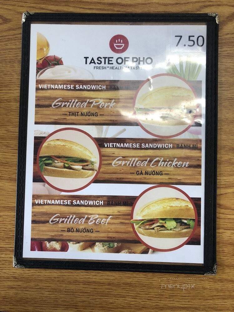 Taste of Pho - Santa Clara, CA menu_pic
