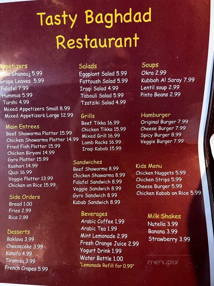 Tasty Baghdad - Kansas City, MO menu_pic