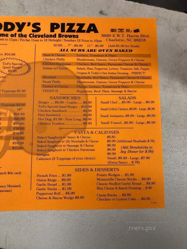 Teddy's - Charlotte, NC menu_pic
