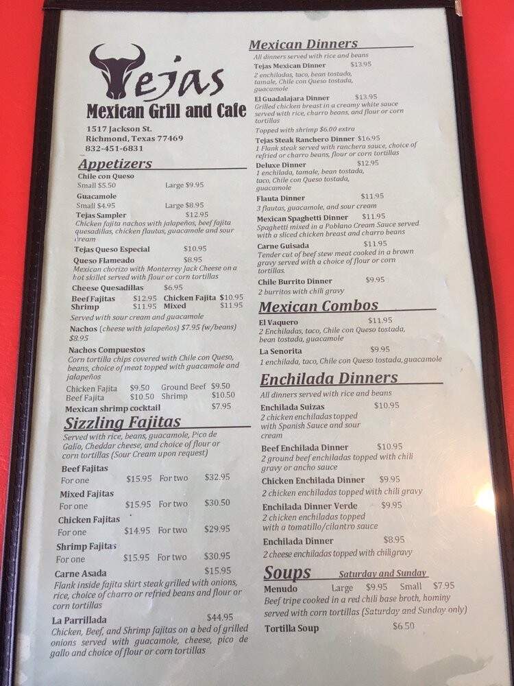 Tejas Mexican Grill and Cafe - Richmond, TX menu_pic