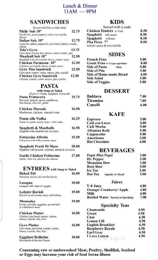 Tela's Bistro - Southgate, FL menu_pic