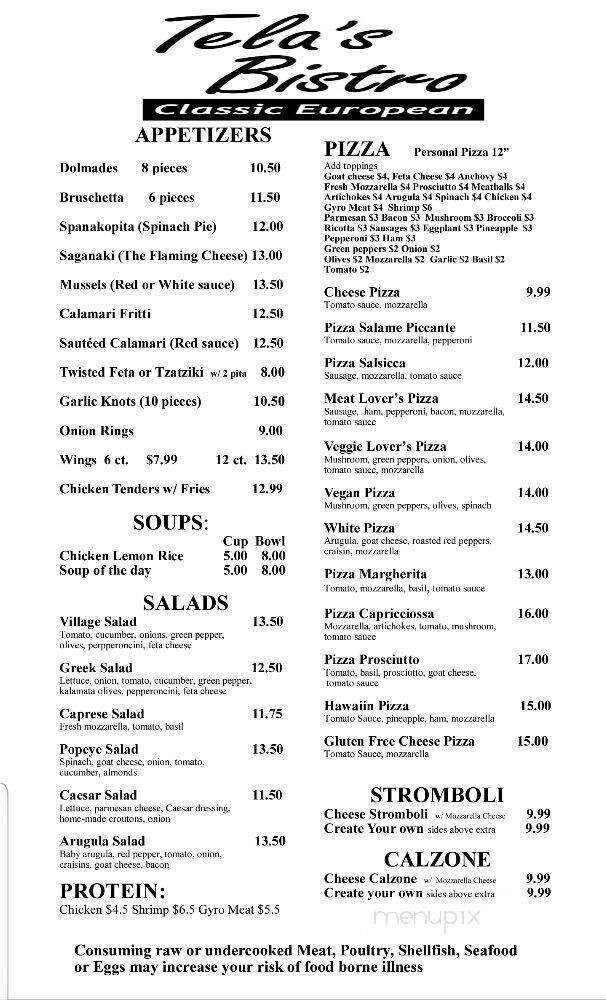 Tela's Bistro - Southgate, FL menu_pic