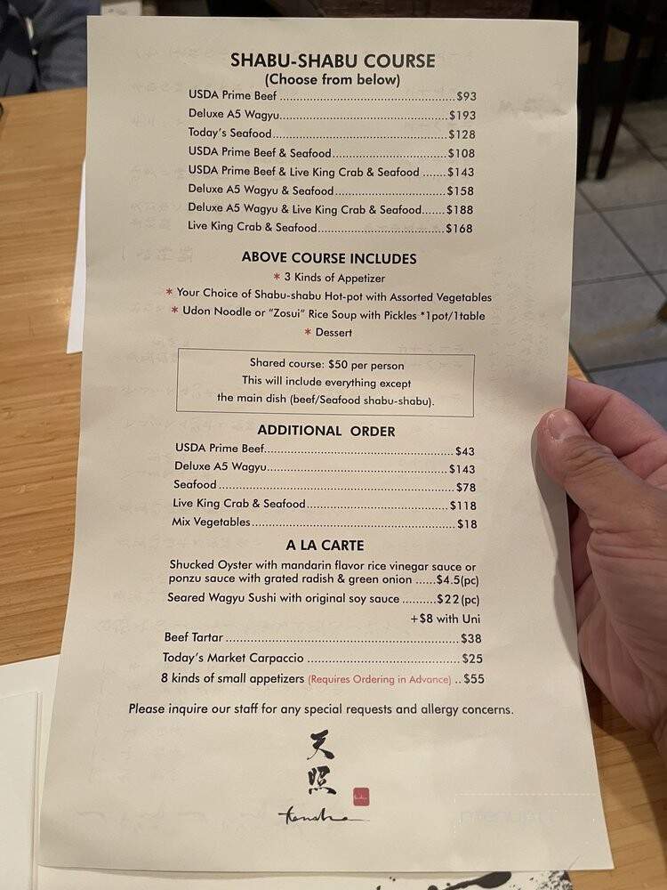 Tensho - Los Angeles, CA menu_pic