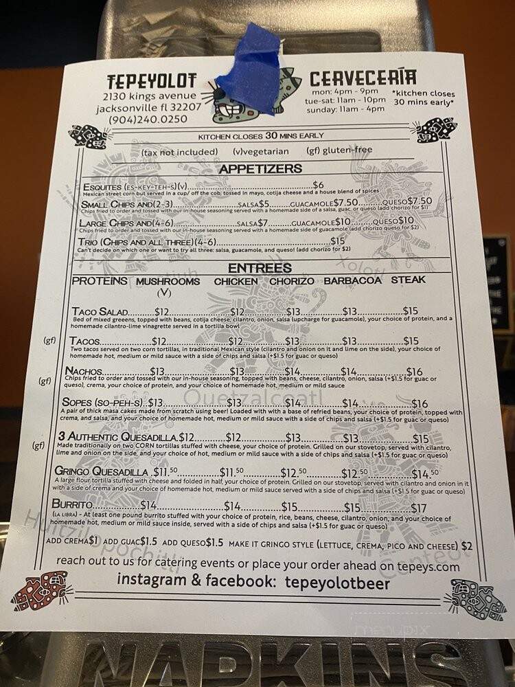 Tepeyolot Cerveceria - Jacksonville, FL menu_pic