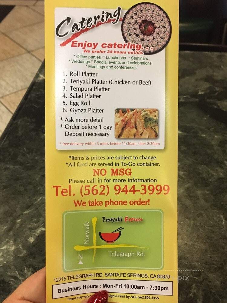 Teriyaki Express - Santa Fe Springs, CA menu_pic