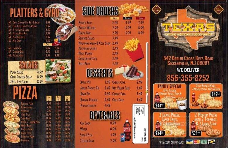 Texas Fried Chicken and Pizza - Sicklerville, NJ menu_pic
